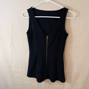 Black Sleeveless Zip-Up Top. Size Medium.